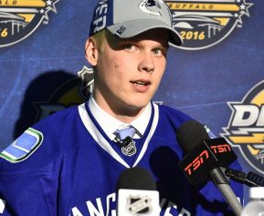 Olli Juolevi of the London Knights was selected by the Vancouver Canucks in the first round of the 2016 NHL Entry Draft in Buffalo, NY on Friday June 24, 2016. Photo by Aaron Bell/CHL Images