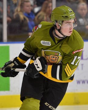 Justin Brazeau of the North Bay Battalion. Photo by Terry Wilson /OHL Images,