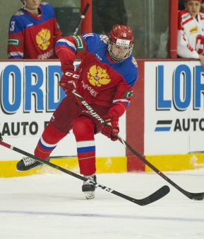 Russia forward Vasily Podkolzin (11)  in action during the U20 ice hockey game between Russia and Switzerland on December 23, 2018 in Burnaby. Photo: Bob Frid / BILDBYRÅN 